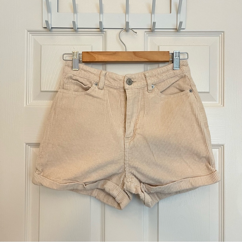Cuffed Corduroy High-Waisted Shorts